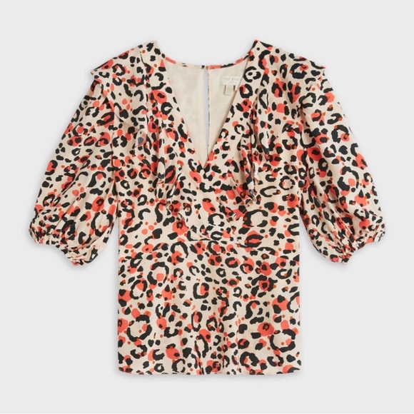 Ted Baker - Beautiful and Feminine Animal Print Blouse with V-neck - Picture 8 of 14